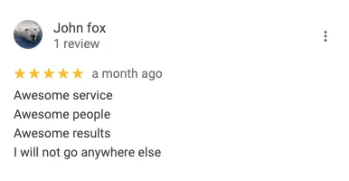 Google review of reticulation service